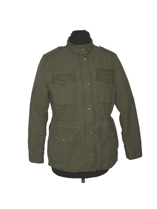 GAP Jackets & Blazers - GAP Utility Jacket Coat Small Studded Army Green Pockets Cinch Waist Cotton